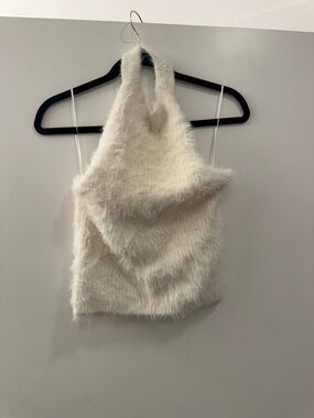 Zara Fuzzy Halter Camisole - Cream